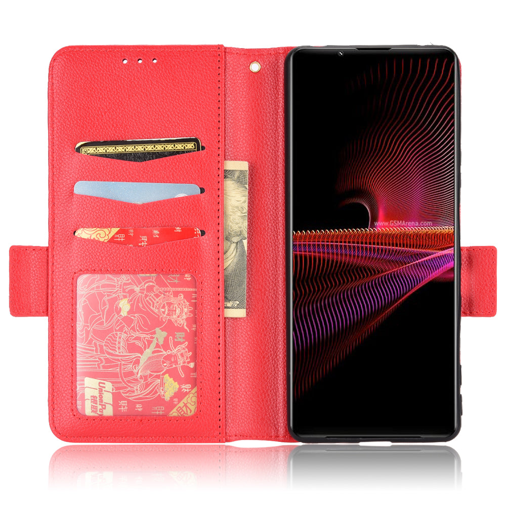 For Sony Xperia 1 III 5G Shockproof Phone Case Litchi Texture PU Leather Stand Wallet Protective Cover