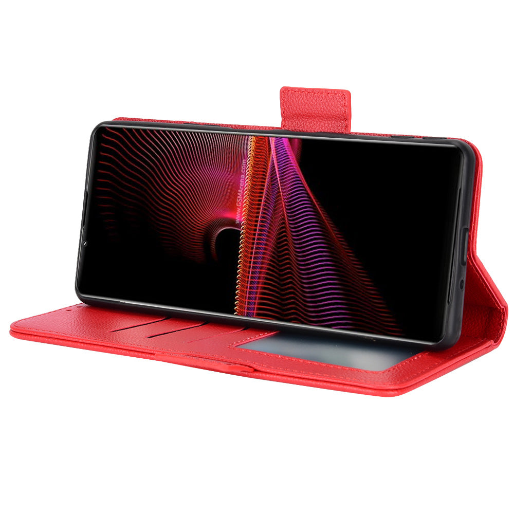For Sony Xperia 1 III 5G Shockproof Phone Case Litchi Texture PU Leather Stand Wallet Protective Cover