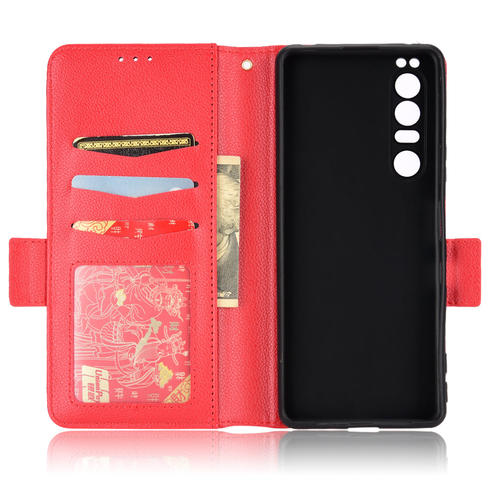 For Sony Xperia 1 III 5G Shockproof Phone Case Litchi Texture PU Leather Stand Wallet Protective Cover