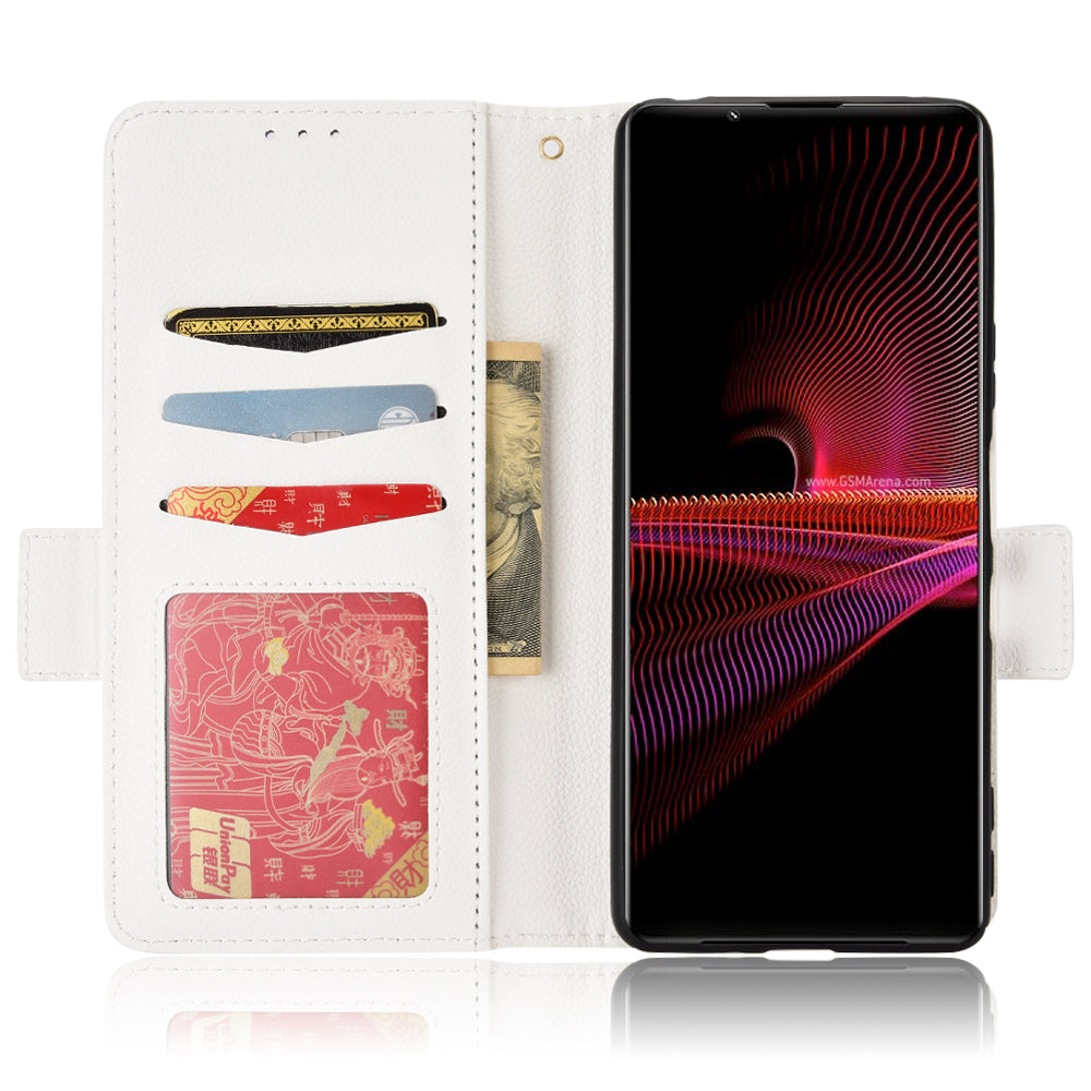 For Sony Xperia 1 III 5G Shockproof Phone Case Litchi Texture PU Leather Stand Wallet Protective Cover