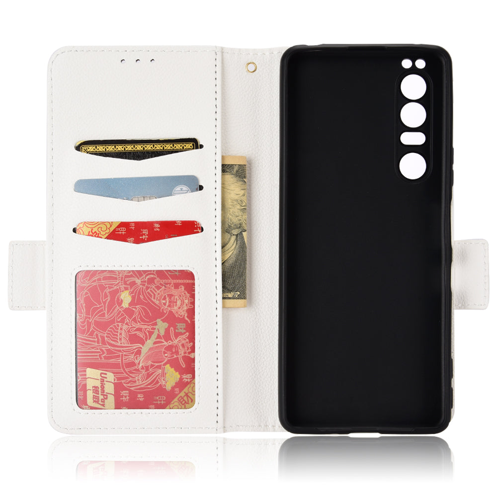 For Sony Xperia 1 III 5G Shockproof Phone Case Litchi Texture PU Leather Stand Wallet Protective Cover