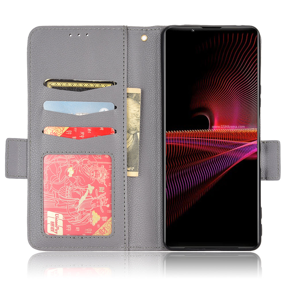 For Sony Xperia 1 III 5G Shockproof Phone Case Litchi Texture PU Leather Stand Wallet Protective Cover