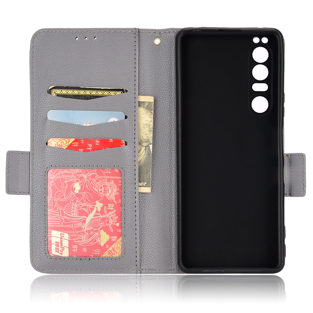 For Sony Xperia 1 III 5G Shockproof Phone Case Litchi Texture PU Leather Stand Wallet Protective Cover