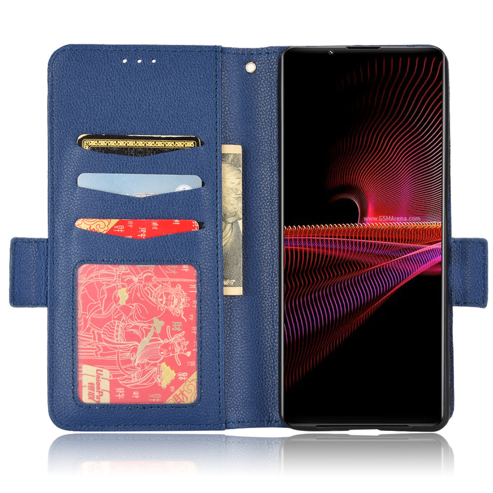 For Sony Xperia 1 III 5G Shockproof Phone Case Litchi Texture PU Leather Stand Wallet Protective Cover