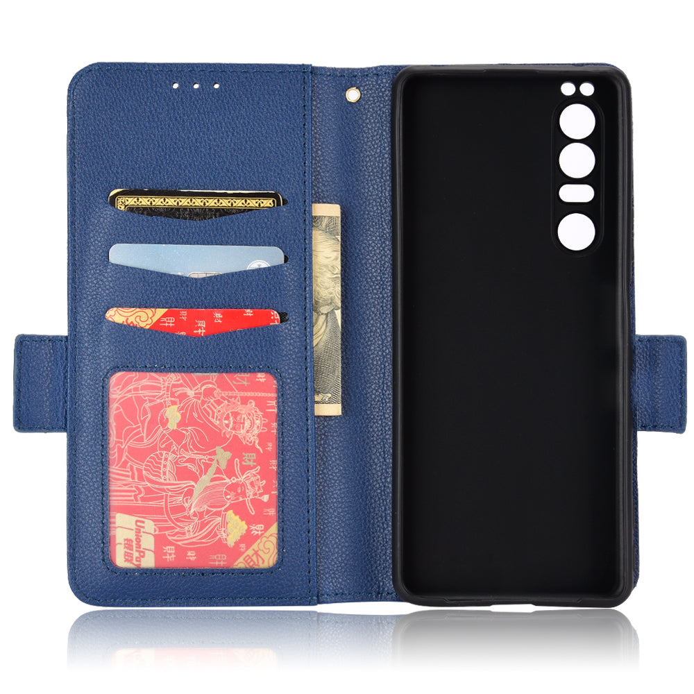 For Sony Xperia 1 III 5G Shockproof Phone Case Litchi Texture PU Leather Stand Wallet Protective Cover
