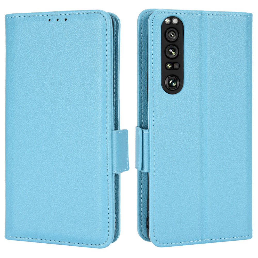 For Sony Xperia 1 III 5G Shockproof Phone Case Litchi Texture PU Leather Stand Wallet Protective Cover