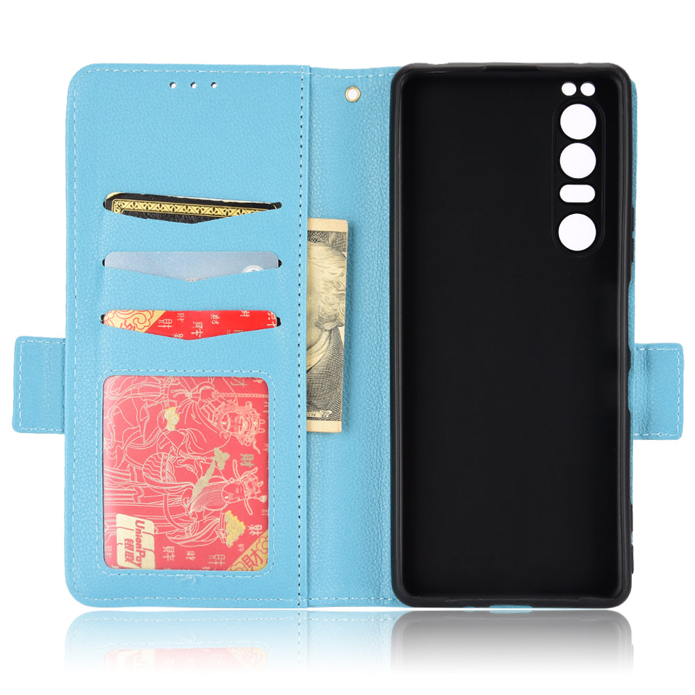 For Sony Xperia 1 III 5G Shockproof Phone Case Litchi Texture PU Leather Stand Wallet Protective Cover