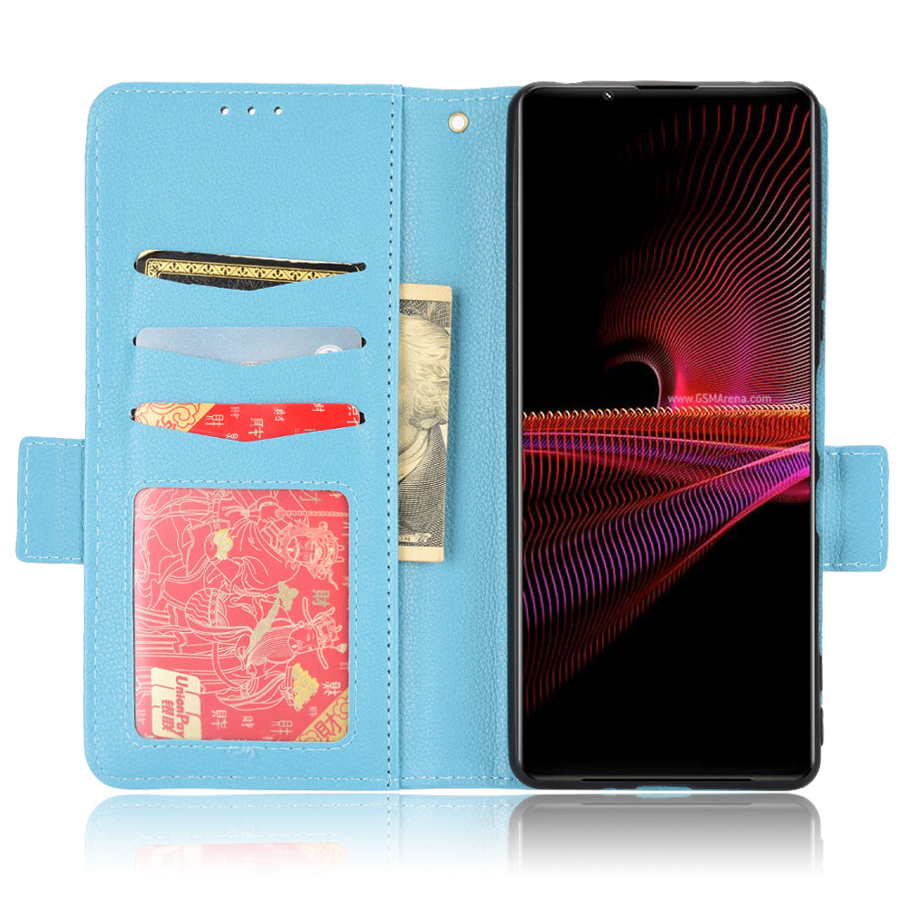 For Sony Xperia 1 III 5G Shockproof Phone Case Litchi Texture PU Leather Stand Wallet Protective Cover