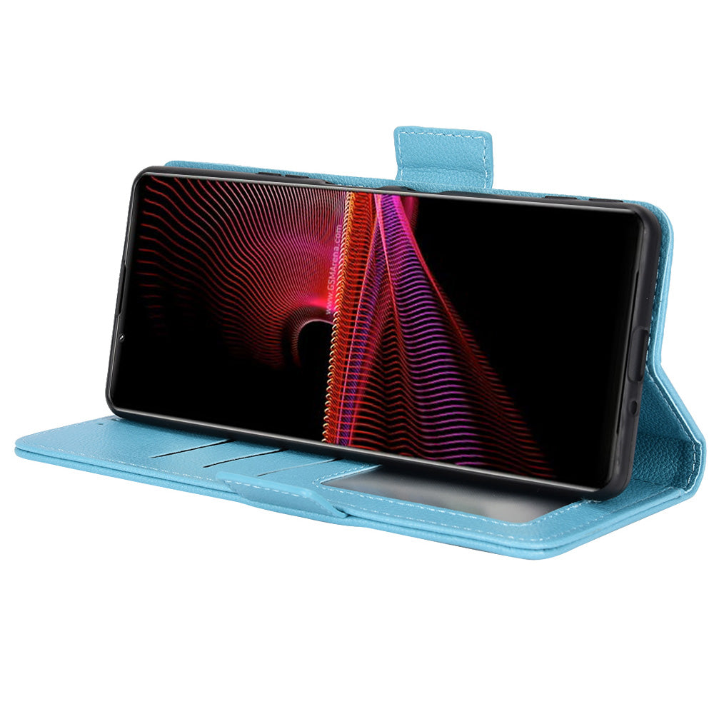 For Sony Xperia 1 III 5G Shockproof Phone Case Litchi Texture PU Leather Stand Wallet Protective Cover