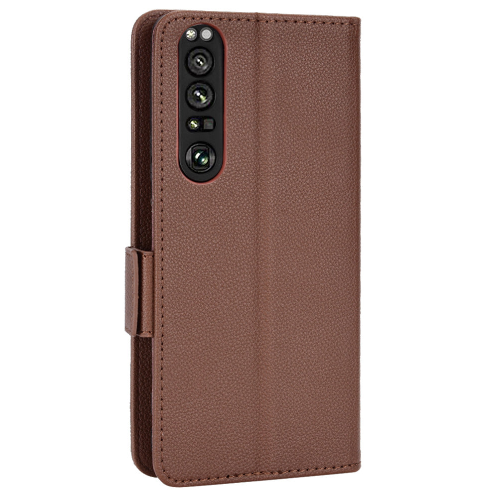 For Sony Xperia 1 III 5G Shockproof Phone Case Litchi Texture PU Leather Stand Wallet Protective Cover