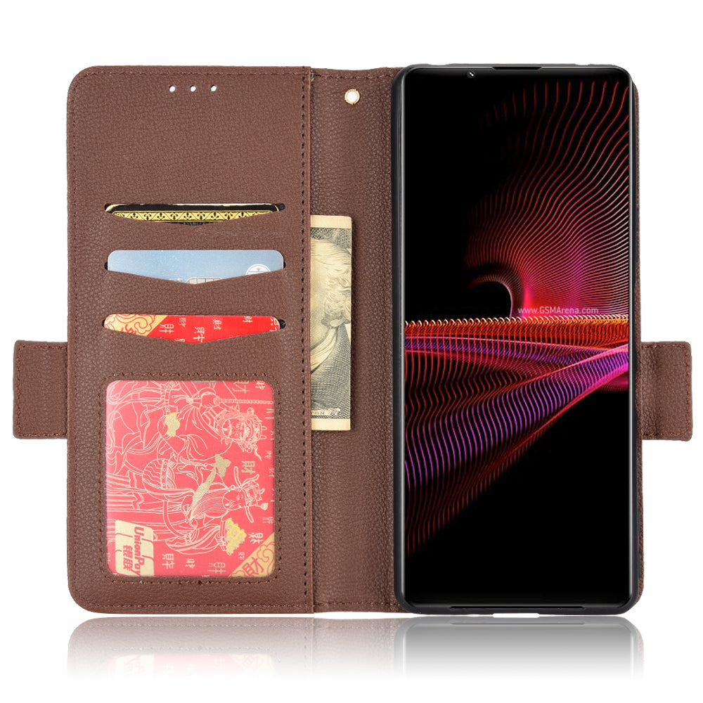 For Sony Xperia 1 III 5G Shockproof Phone Case Litchi Texture PU Leather Stand Wallet Protective Cover
