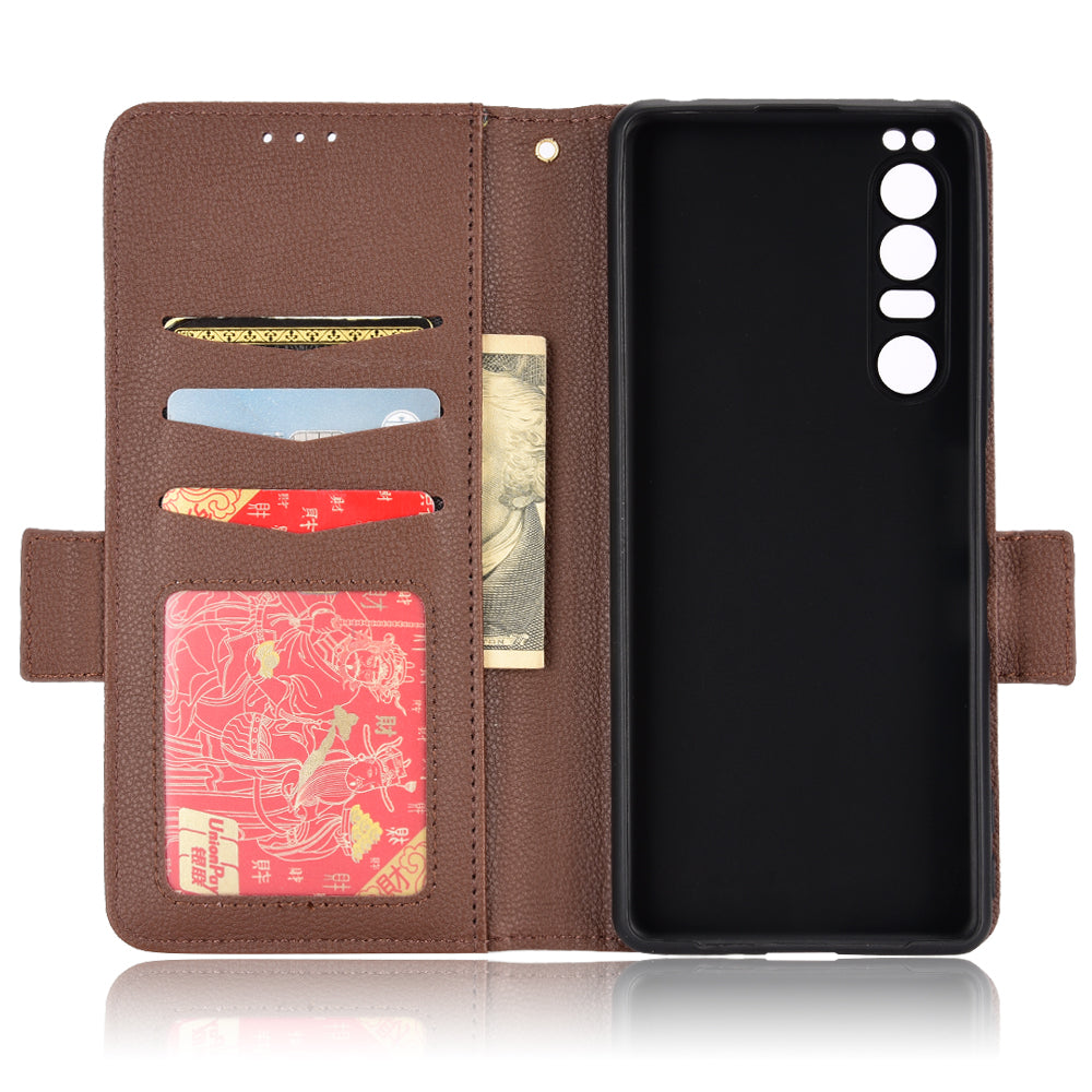 For Sony Xperia 1 III 5G Shockproof Phone Case Litchi Texture PU Leather Stand Wallet Protective Cover