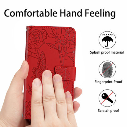 For Sony Xperia 5 III 5G PU Leather Phone Case Skin-touch Feeling Phone Bag Phone Cover Stand Butterfly Flowers Imprinting Pattern Wallet with Shoulder Strap