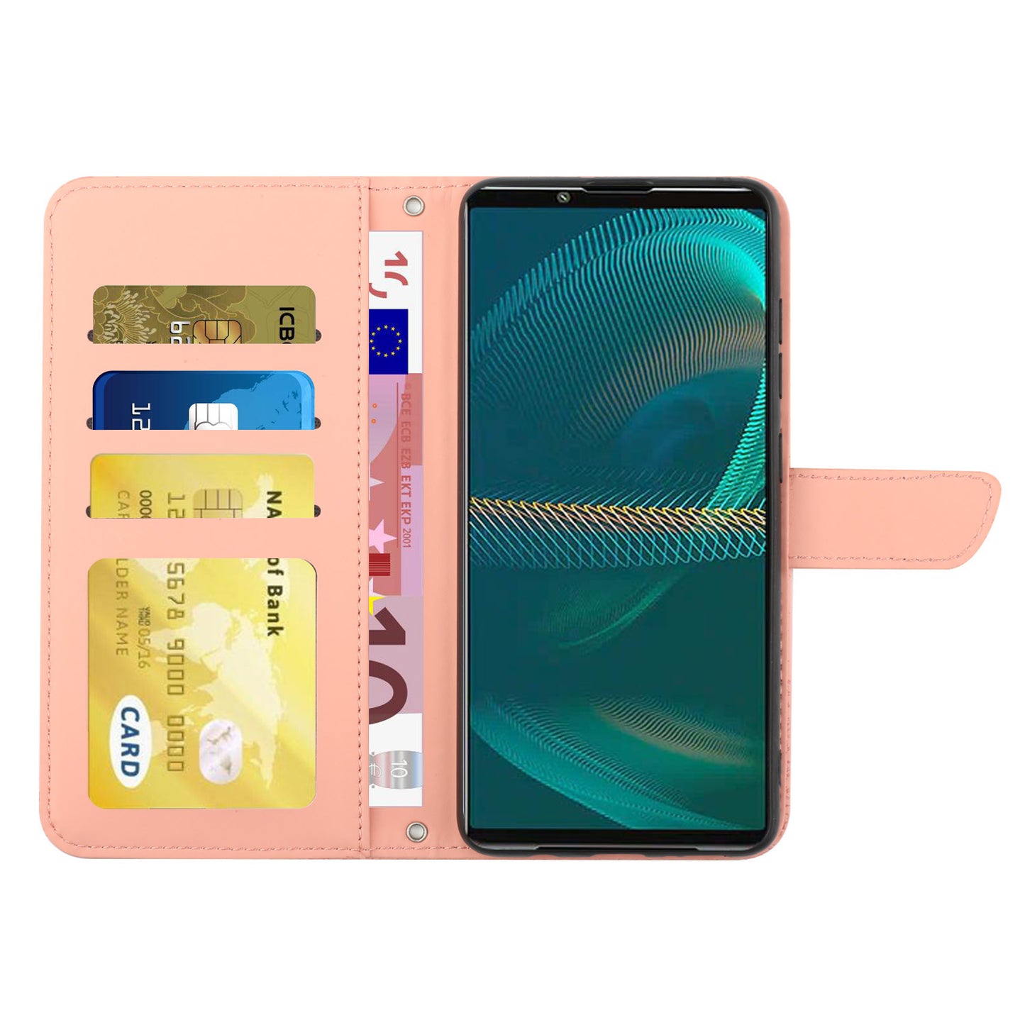 For Sony Xperia 5 III 5G PU Leather Phone Case Skin-touch Feeling Phone Bag Phone Cover Stand Butterfly Flowers Imprinting Pattern Wallet with Shoulder Strap