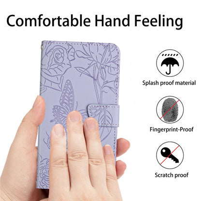 For Sony Xperia 5 III 5G PU Leather Phone Case Skin-touch Feeling Phone Bag Phone Cover Stand Butterfly Flowers Imprinting Pattern Wallet with Shoulder Strap