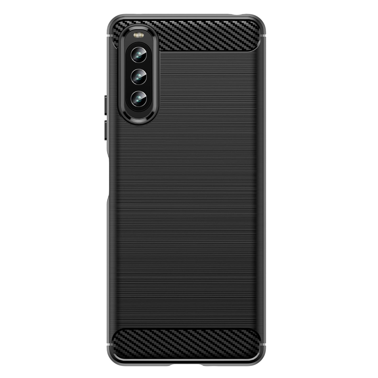 For Sony Xperia 10 IV Brushed Carbon Fiber Texture Mobile Phone Soft TPU Case Anti-drop Protective Cover