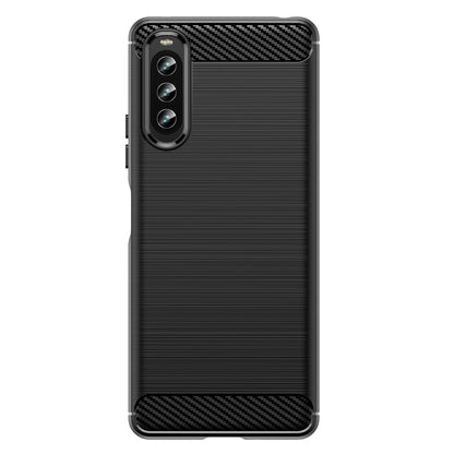 For Sony Xperia 10 IV Brushed Carbon Fiber Texture Mobile Phone Soft TPU Case Anti-drop Protective Cover
