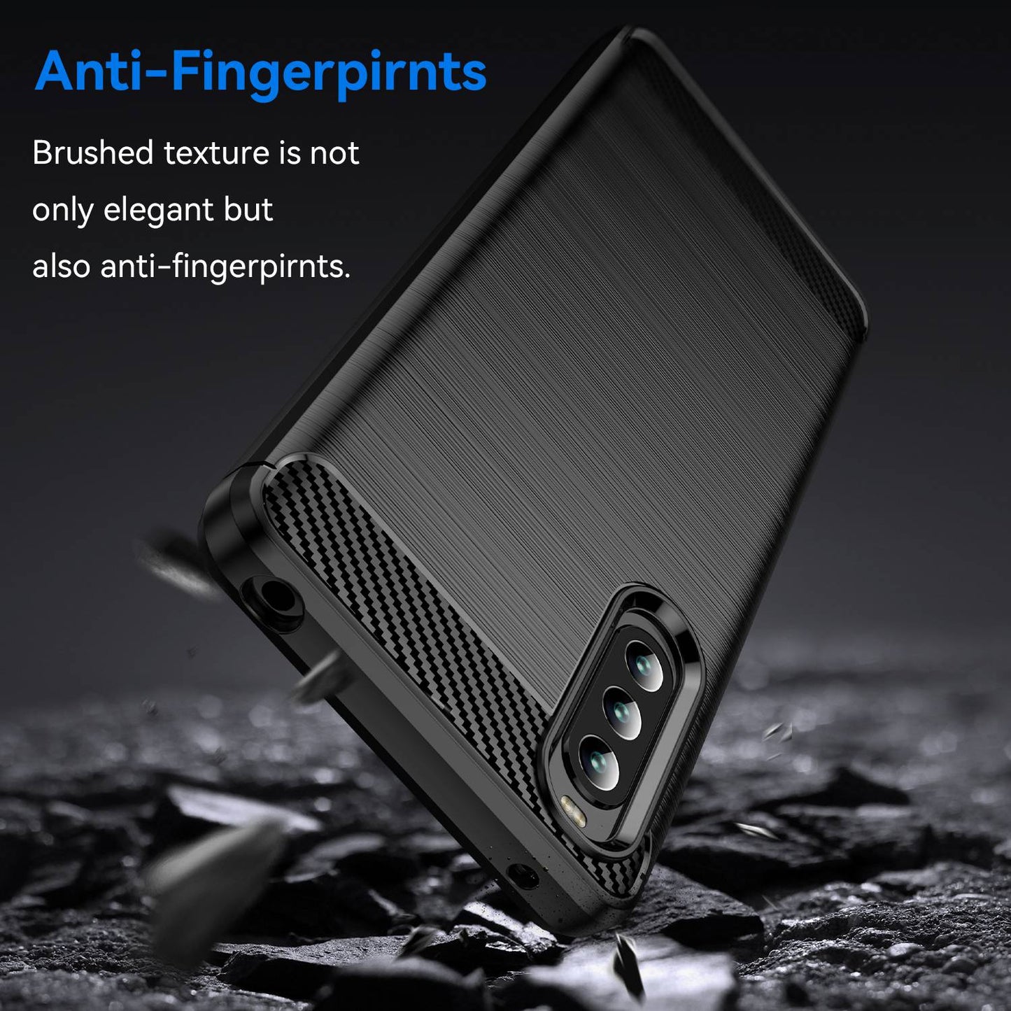 For Sony Xperia 10 IV Brushed Carbon Fiber Texture Mobile Phone Soft TPU Case Anti-drop Protective Cover