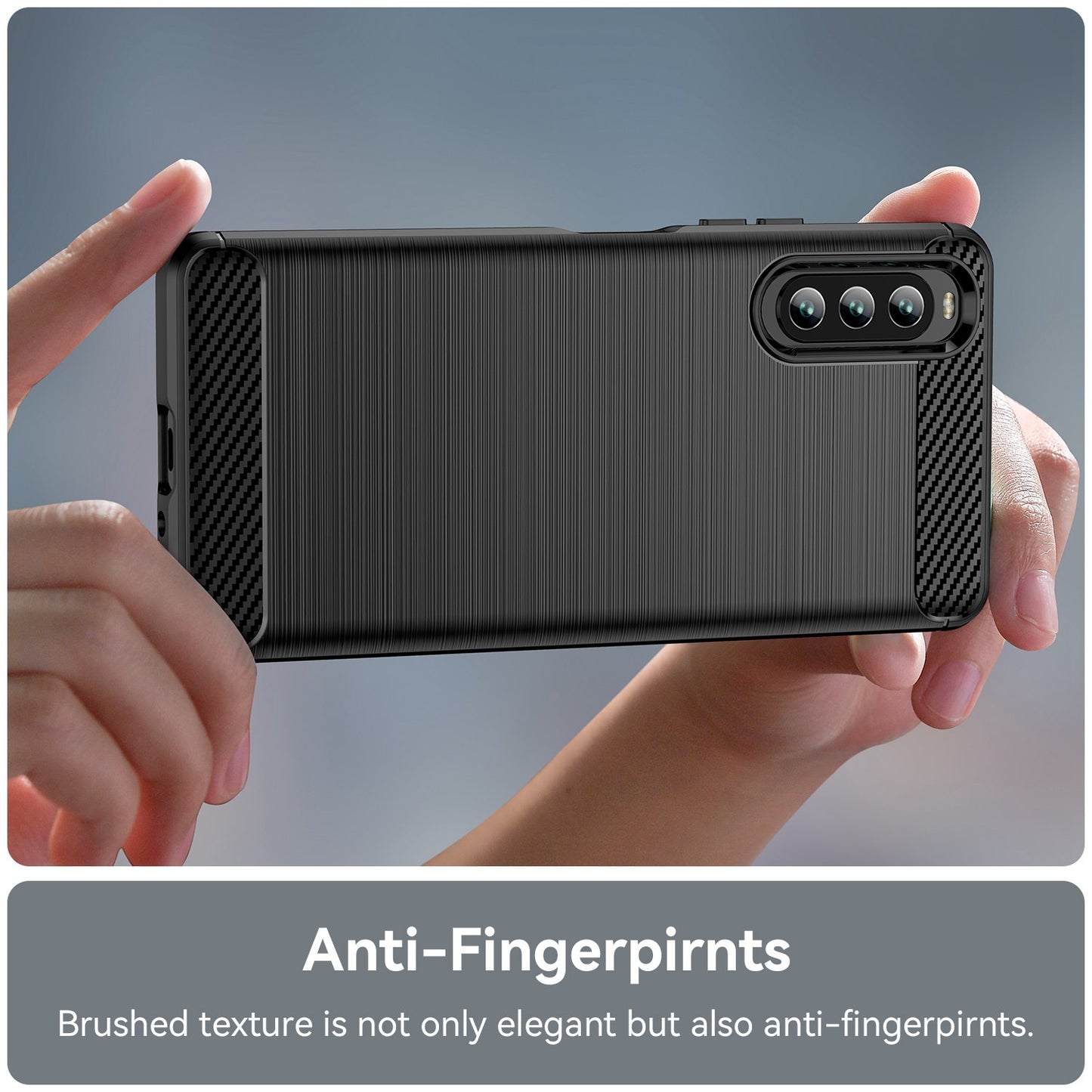 For Sony Xperia 10 IV Brushed Carbon Fiber Texture Mobile Phone Soft TPU Case Anti-drop Protective Cover