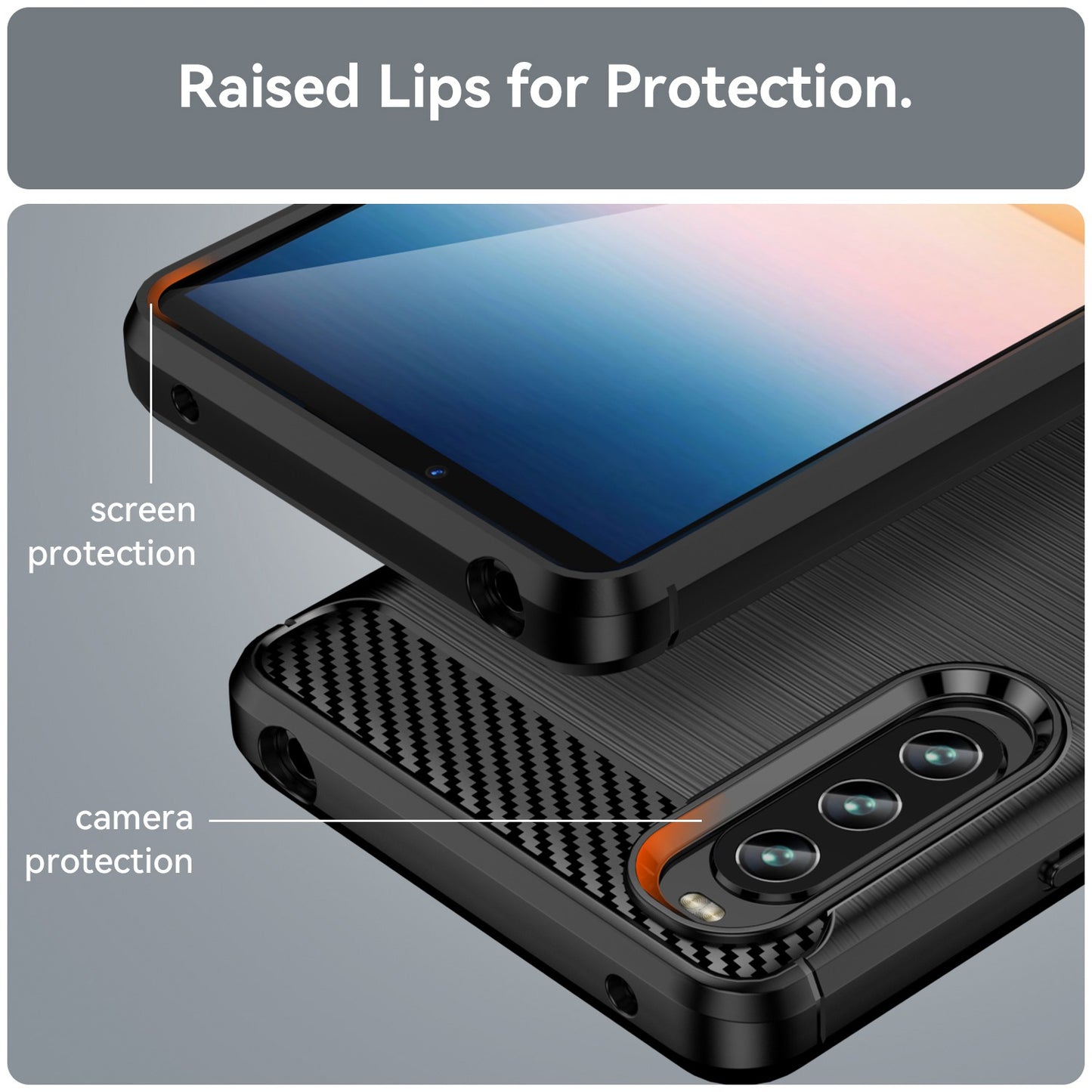 For Sony Xperia 10 IV Brushed Carbon Fiber Texture Mobile Phone Soft TPU Case Anti-drop Protective Cover