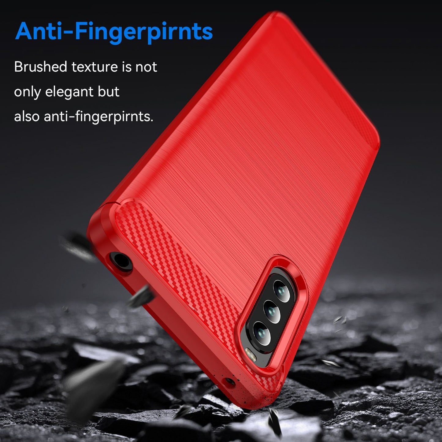 For Sony Xperia 10 IV Brushed Carbon Fiber Texture Mobile Phone Soft TPU Case Anti-drop Protective Cover