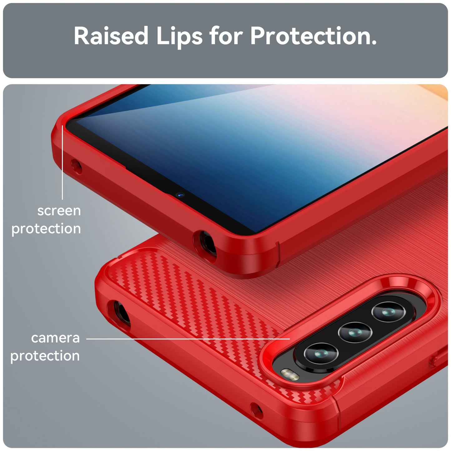 For Sony Xperia 10 IV Brushed Carbon Fiber Texture Mobile Phone Soft TPU Case Anti-drop Protective Cover