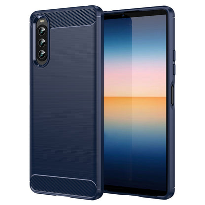 For Sony Xperia 10 IV Brushed Carbon Fiber Texture Mobile Phone Soft TPU Case Anti-drop Protective Cover