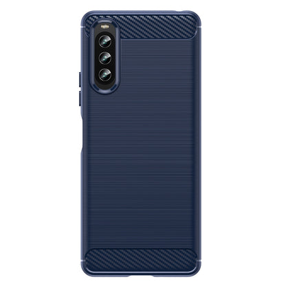 For Sony Xperia 10 IV Brushed Carbon Fiber Texture Mobile Phone Soft TPU Case Anti-drop Protective Cover