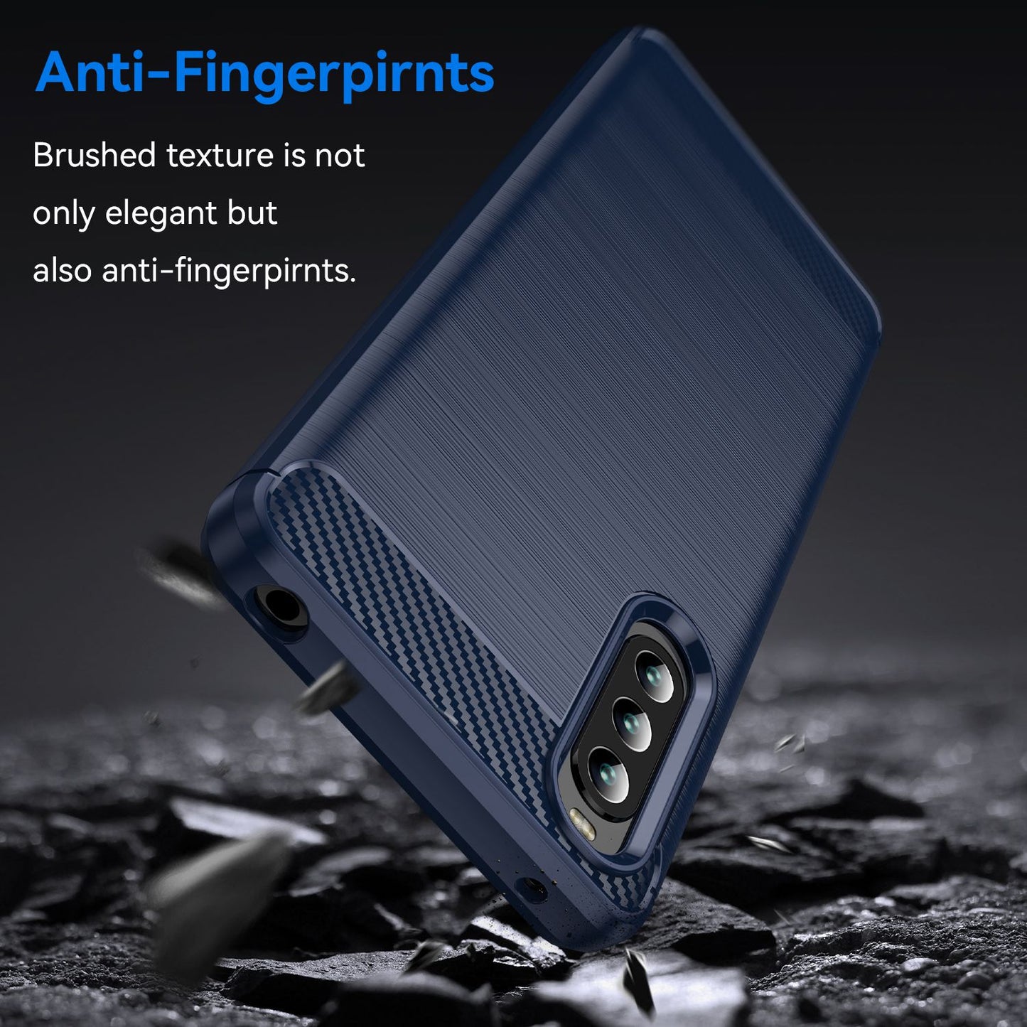 For Sony Xperia 10 IV Brushed Carbon Fiber Texture Mobile Phone Soft TPU Case Anti-drop Protective Cover