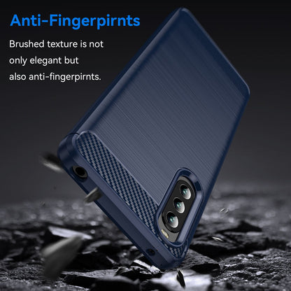 For Sony Xperia 10 IV Brushed Carbon Fiber Texture Mobile Phone Soft TPU Case Anti-drop Protective Cover