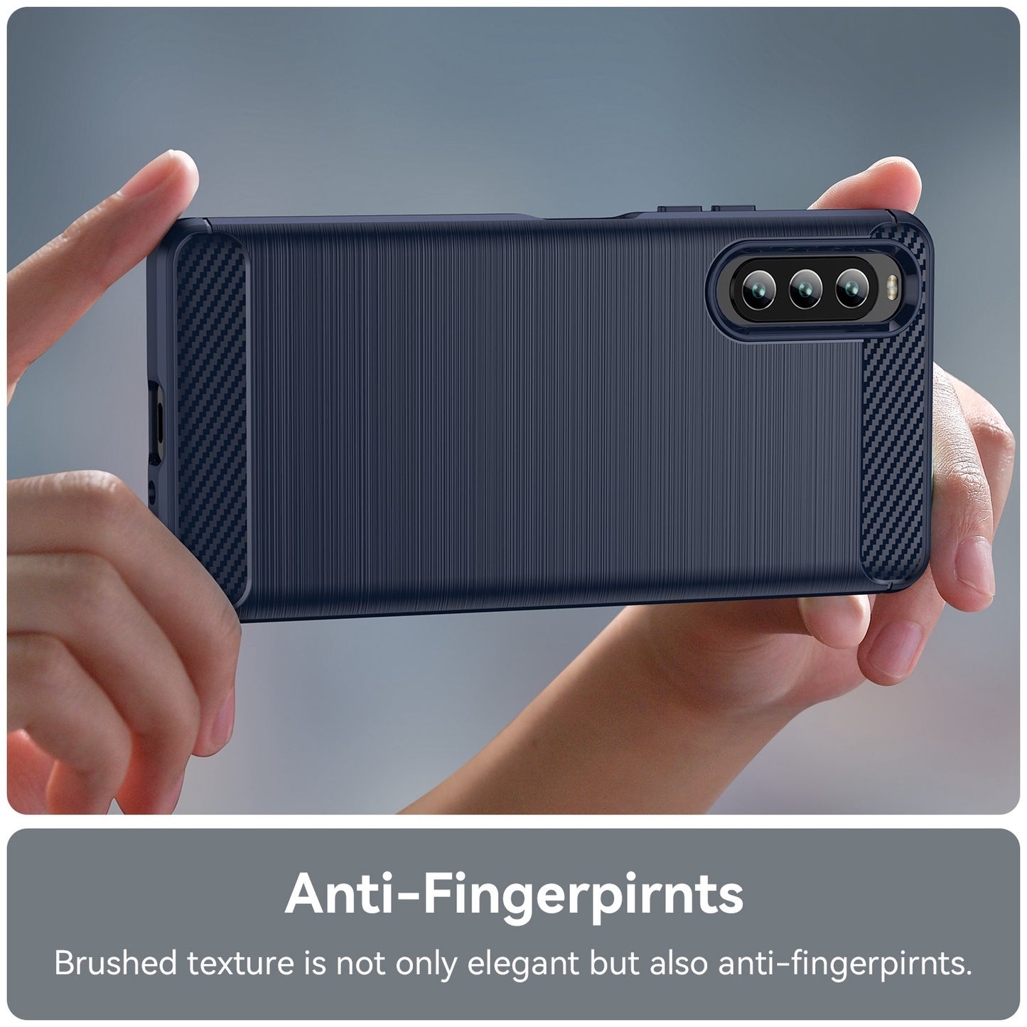 For Sony Xperia 10 IV Brushed Carbon Fiber Texture Mobile Phone Soft TPU Case Anti-drop Protective Cover