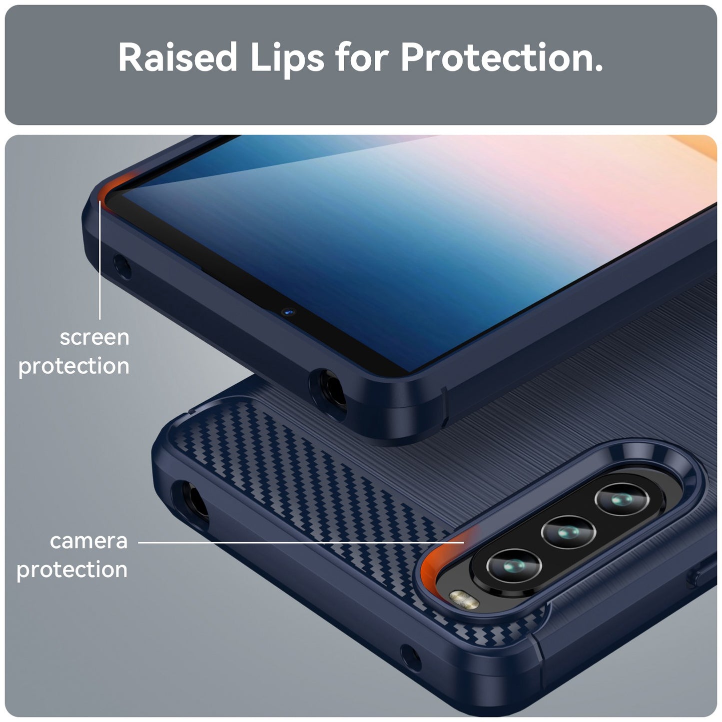 For Sony Xperia 10 IV Brushed Carbon Fiber Texture Mobile Phone Soft TPU Case Anti-drop Protective Cover