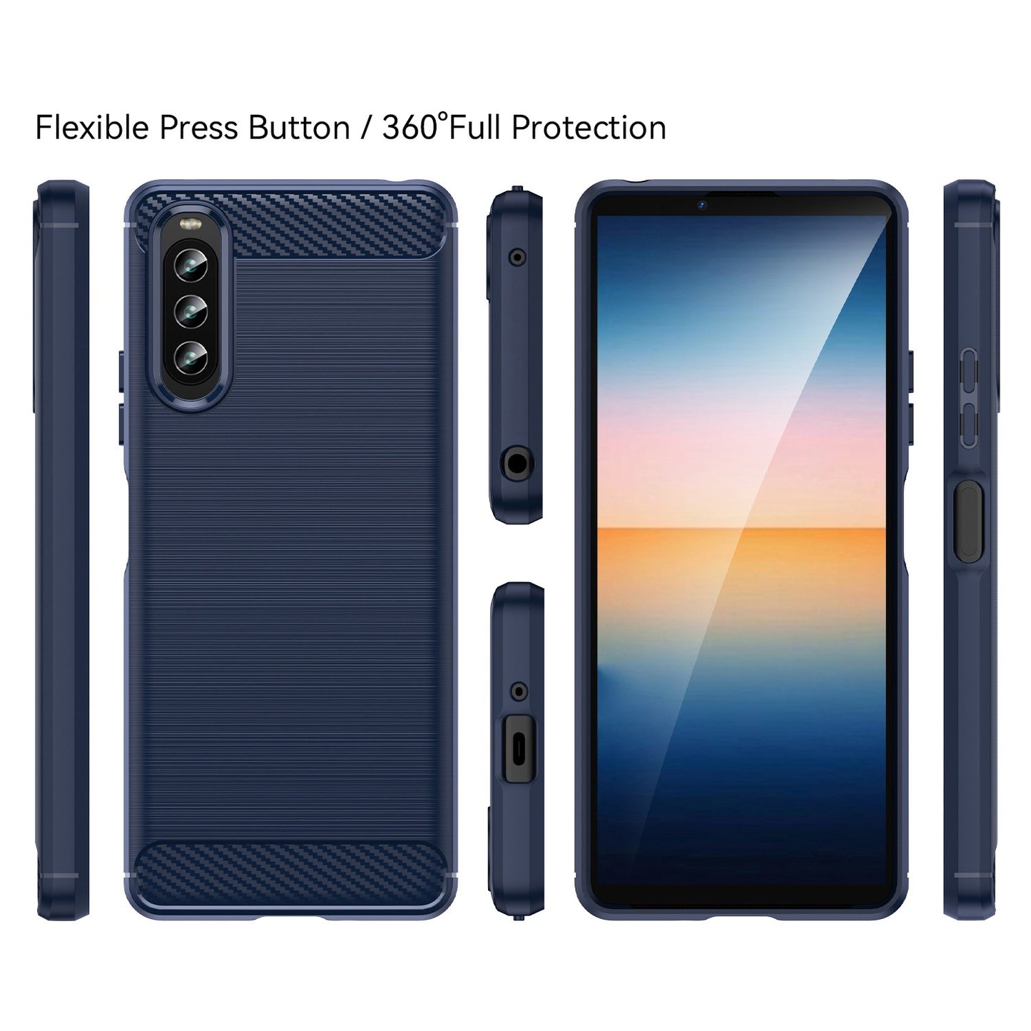 For Sony Xperia 10 IV Brushed Carbon Fiber Texture Mobile Phone Soft TPU Case Anti-drop Protective Cover