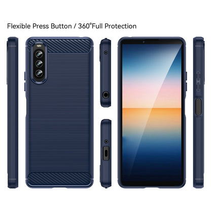 For Sony Xperia 10 IV Brushed Carbon Fiber Texture Mobile Phone Soft TPU Case Anti-drop Protective Cover