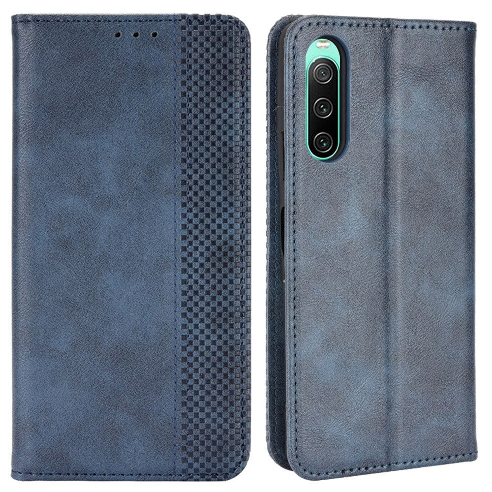 Retro Surface Auto-Absorbed Leather Phone Cover for Sony Xperia 10 IV, Wallet Stand Case Phone Accessory