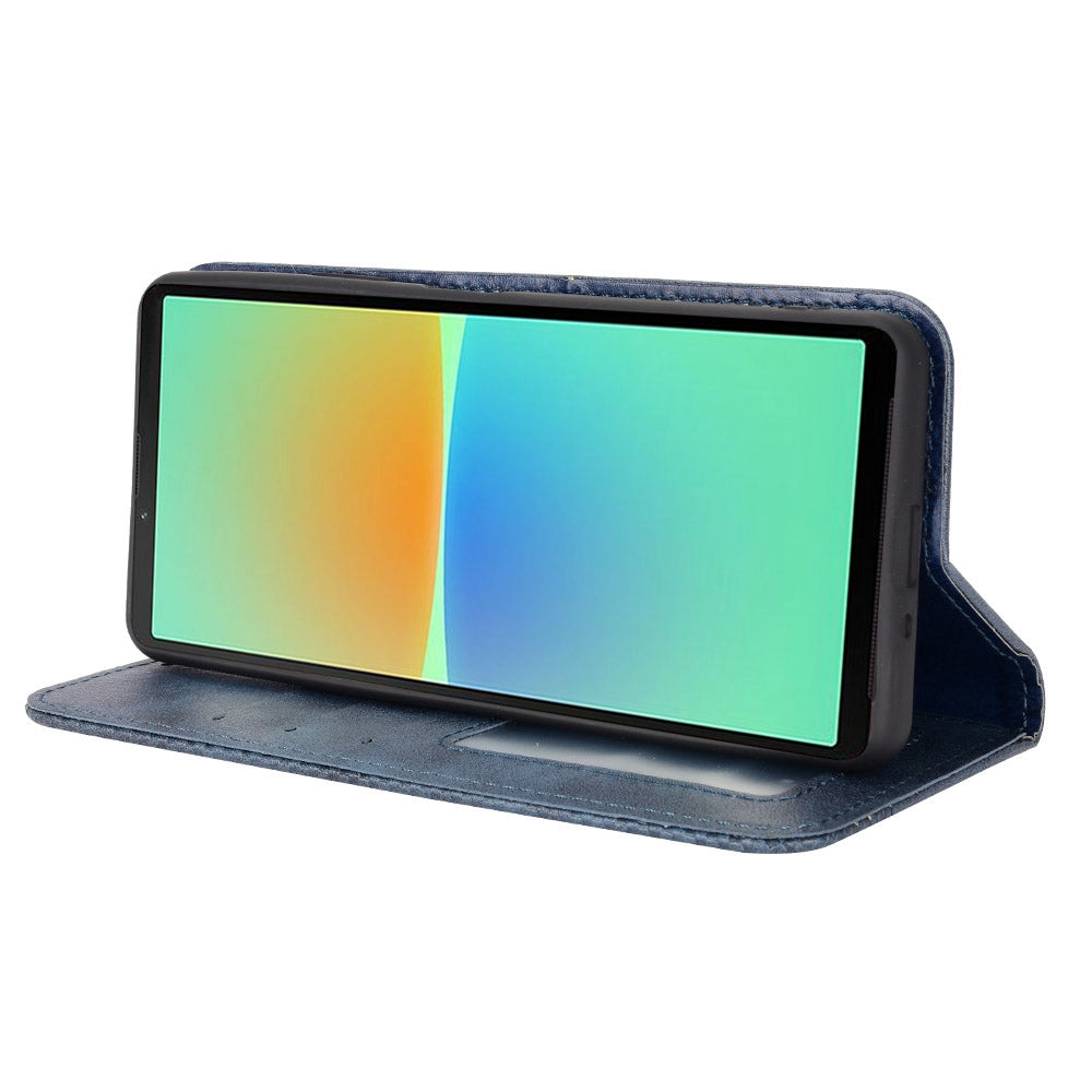 Retro Surface Auto-Absorbed Leather Phone Cover for Sony Xperia 10 IV, Wallet Stand Case Phone Accessory