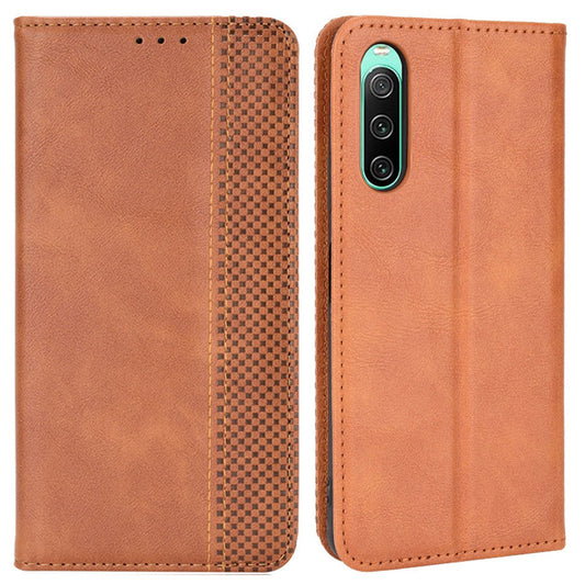 Retro Surface Auto-Absorbed Leather Phone Cover for Sony Xperia 10 IV, Wallet Stand Case Phone Accessory
