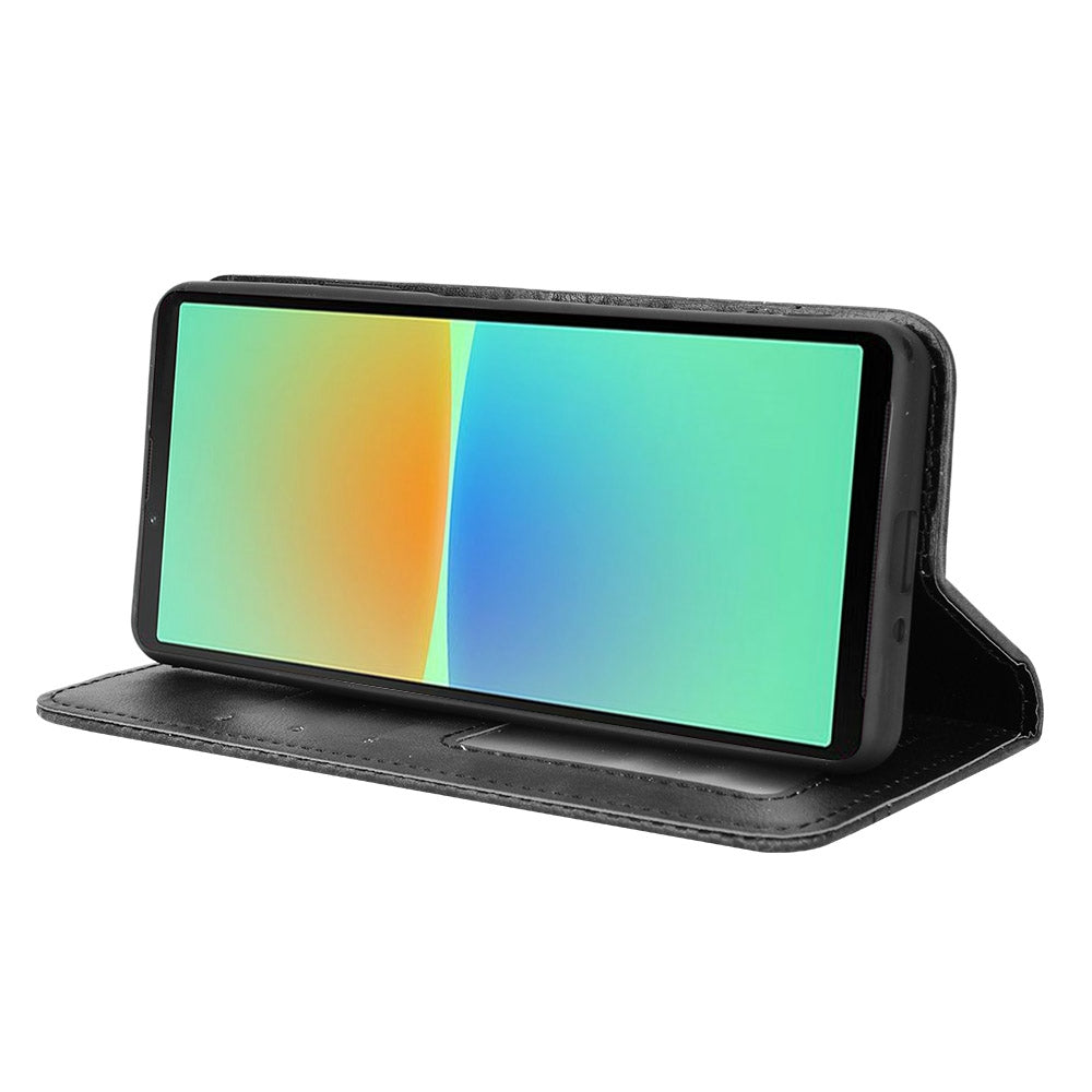 Retro Surface Auto-Absorbed Leather Phone Cover for Sony Xperia 10 IV, Wallet Stand Case Phone Accessory