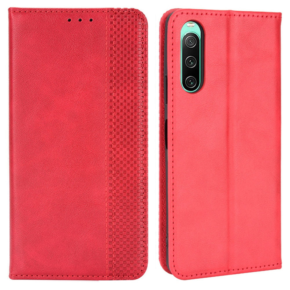 Retro Surface Auto-Absorbed Leather Phone Cover for Sony Xperia 10 IV, Wallet Stand Case Phone Accessory