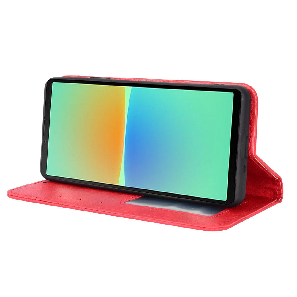 Retro Surface Auto-Absorbed Leather Phone Cover for Sony Xperia 10 IV, Wallet Stand Case Phone Accessory
