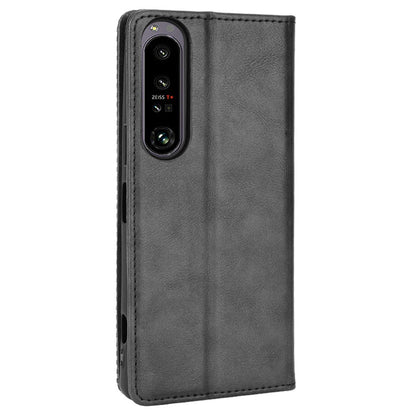 Retro Surface Auto-Absorbed Phone Cover for Sony Xperia 1 IV, Anti-scratch Wallet Stand Leather Shell Phone Accessory