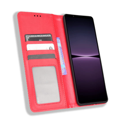 Retro Surface Auto-Absorbed Phone Cover for Sony Xperia 1 IV, Anti-scratch Wallet Stand Leather Shell Phone Accessory