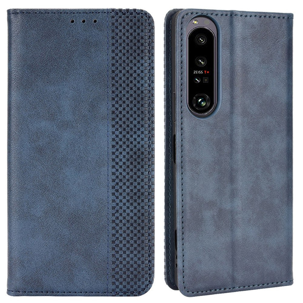 Retro Surface Auto-Absorbed Phone Cover for Sony Xperia 1 IV, Anti-scratch Wallet Stand Leather Shell Phone Accessory