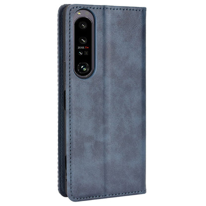 Retro Surface Auto-Absorbed Phone Cover for Sony Xperia 1 IV, Anti-scratch Wallet Stand Leather Shell Phone Accessory