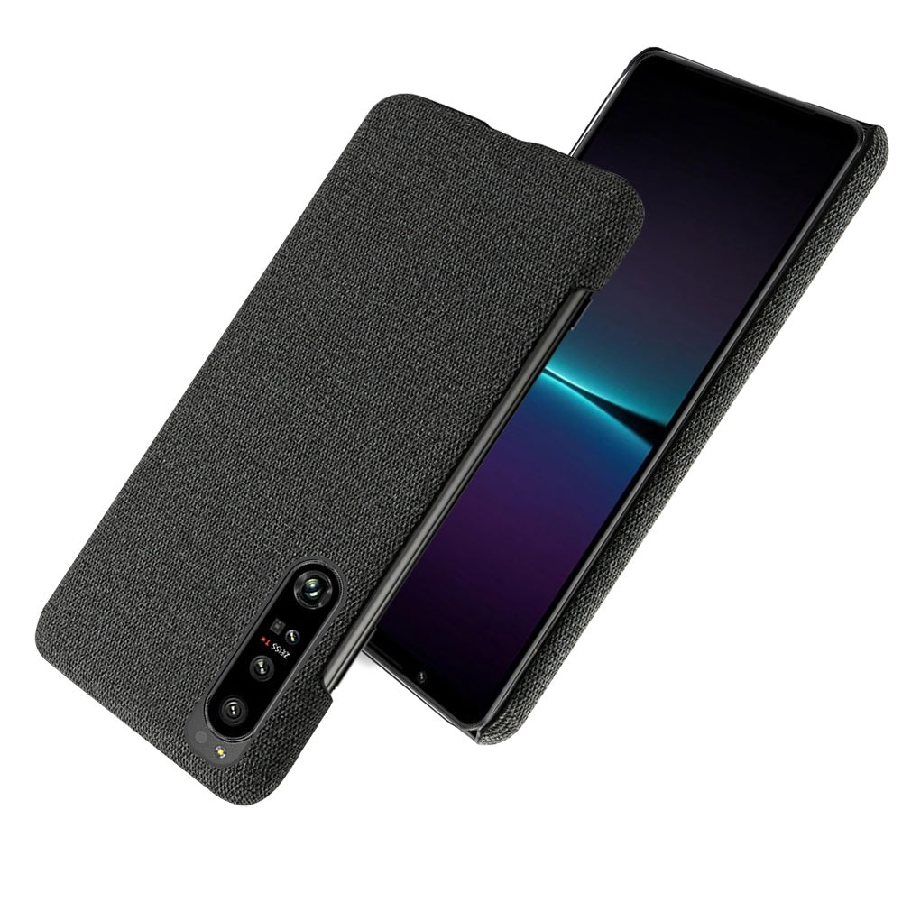For Sony Xperia 1 IV Wear-resistant Drop-proof Mobile Phone Case Solid Color Hard PC+Cloth Phone Shell Cover