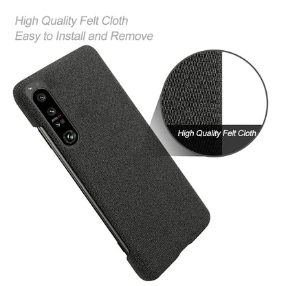 For Sony Xperia 1 IV Wear-resistant Drop-proof Mobile Phone Case Solid Color Hard PC+Cloth Phone Shell Cover