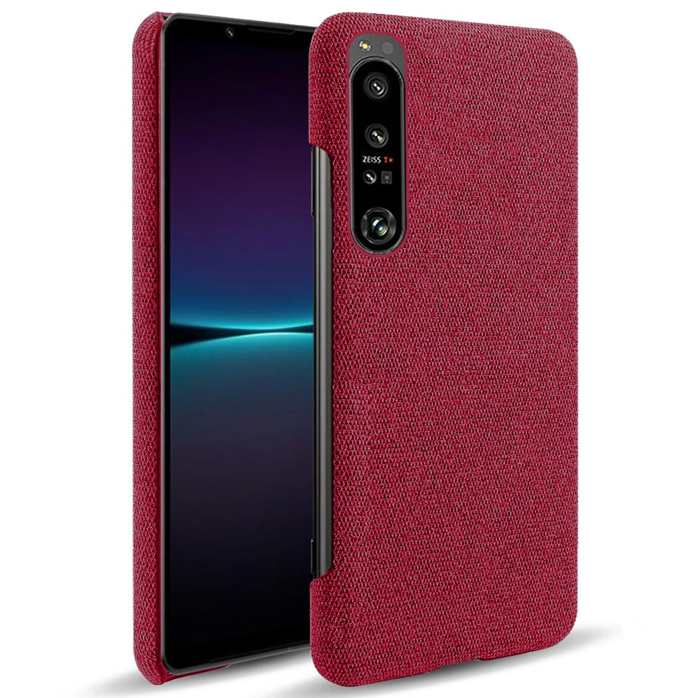 For Sony Xperia 1 IV Wear-resistant Drop-proof Mobile Phone Case Solid Color Hard PC+Cloth Phone Shell Cover