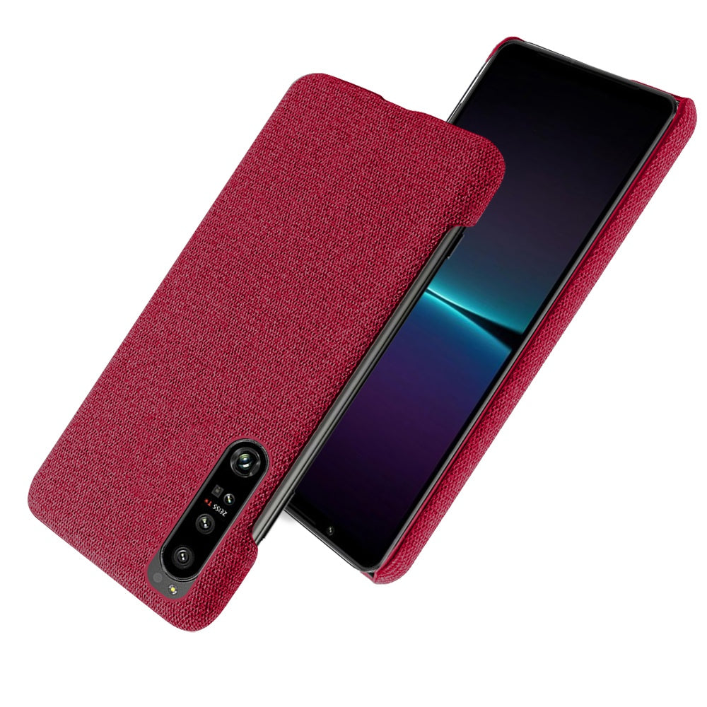 For Sony Xperia 1 IV Wear-resistant Drop-proof Mobile Phone Case Solid Color Hard PC+Cloth Phone Shell Cover
