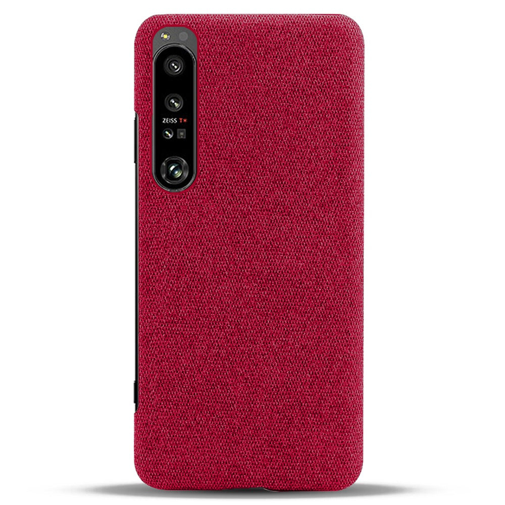 For Sony Xperia 1 IV Wear-resistant Drop-proof Mobile Phone Case Solid Color Hard PC+Cloth Phone Shell Cover