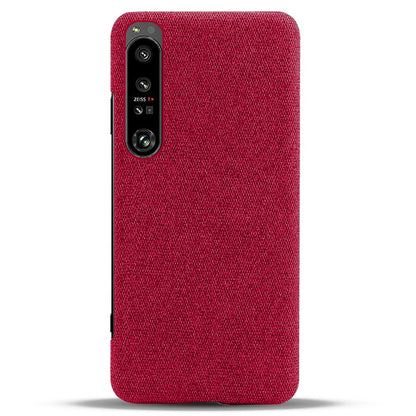 For Sony Xperia 1 IV Wear-resistant Drop-proof Mobile Phone Case Solid Color Hard PC+Cloth Phone Shell Cover